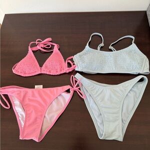 Two-Piece Bikinis- 2 pack Bright Pink and Light Blue